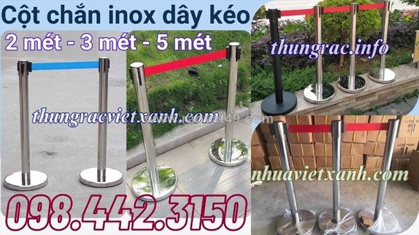 Cột chắn inox dây kéo căng 2 mét - 3 mét - 5 mét