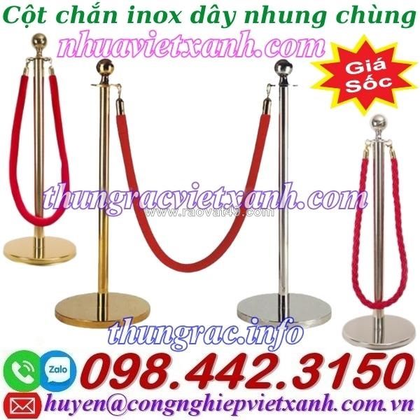 Cột chắn inox dây chùng - cột chắn inox dây nhung