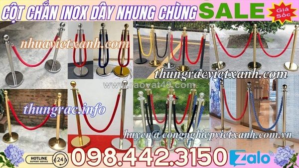 Cột chắn inox dây chùng - cột chắn inox dây nhung