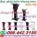 Bục phát biểu kiểu mỹ khung inox thân gỗ