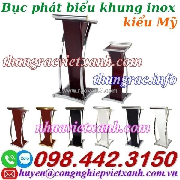 Bục phát biểu kiểu mỹ khung inox thân gỗ