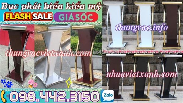 Bục phát biểu kiểu mỹ khung inox thân gỗ