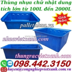Thùng nhựa chữ nhật - tank nhựa chữ nhật dung tích lớn từ 100 lít đến 2000 lít