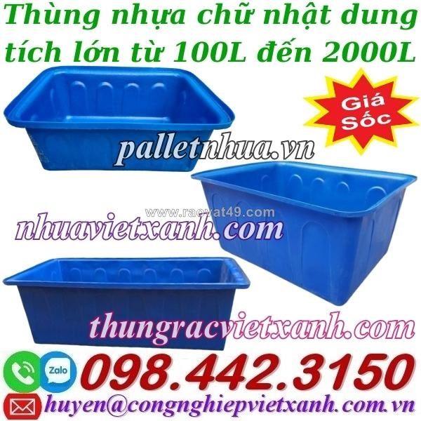 Thùng nhựa chữ nhật - tank nhựa chữ nhật dung tích lớn từ 100 lít đến 2000 lít