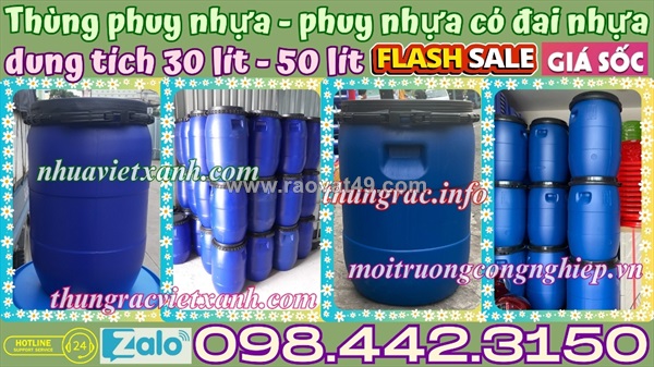 Thùng phuy nhựa 30l và 50l có đai nhựa giá rẻ call/zalo 098.442.3150 huyền