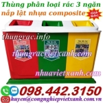 Thùng rác 3 ngăn nhựa composite nắp bập bênh
