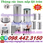 Thùng rác inox nắp lật tròn - thùng rác inox nắp bập bênh