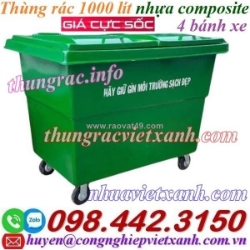Thùng rác nhựa composite 1000l 4 bánh xe - nắp kín giá sốc call 0984423150 – huyền
