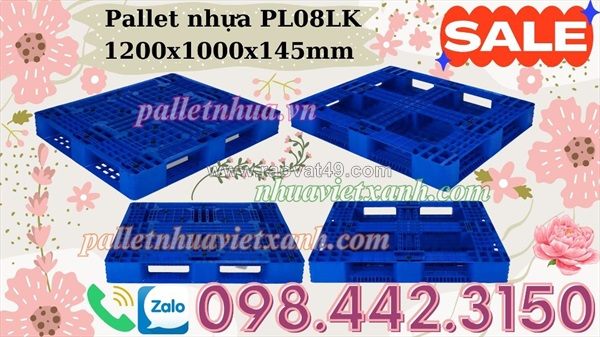 Pallet nhựa pl08lk - 1200x1000x145mm - màu xanh dương