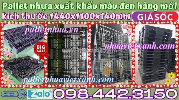 Pallet nhựa 1440x1100x140mm hàng mới màu đen giá rẻ