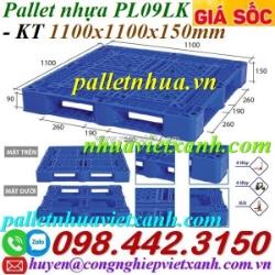 Pallet nhựa pl09lk - 1100x1000x150mm - màu xanh dương