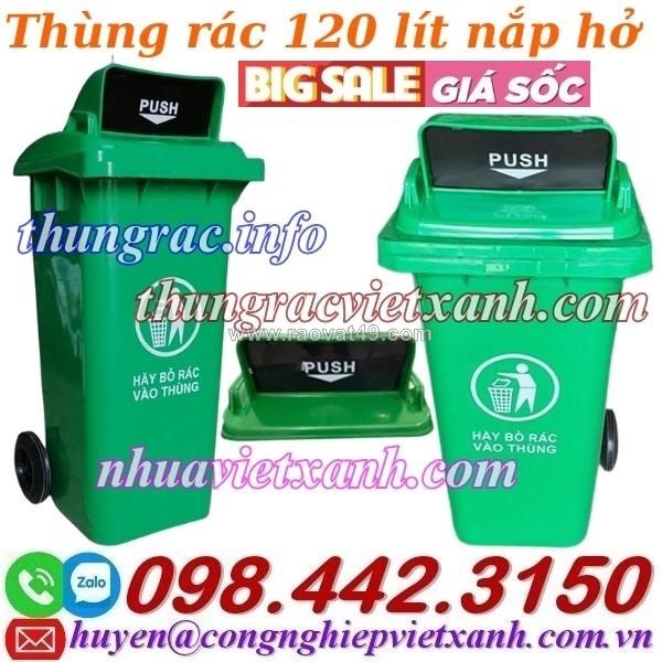 Thùng rác nhựa 120 lít nắp hở