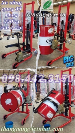 Xe nâng quay đổ phuy 350kg nâng cao 1.4 mét cot-0.35 nichilift