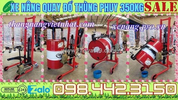 Xe nâng quay đổ phuy 350kg nâng cao 1.4 mét cot-0.35 nichilift