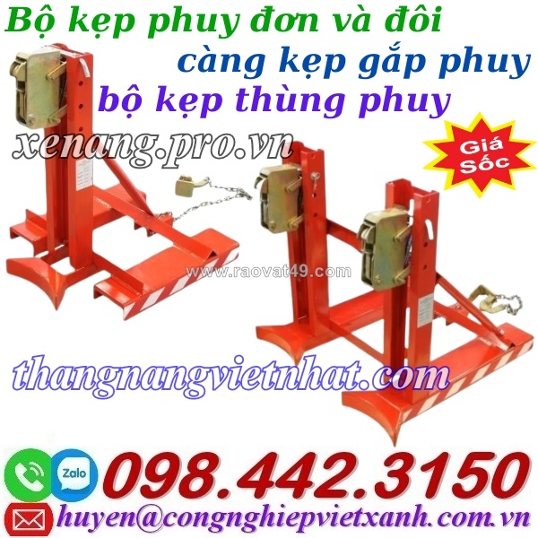 Bộ kẹp gắp thùng phuy đơn 1 thùng phuy và đôi 2 thùng phuy