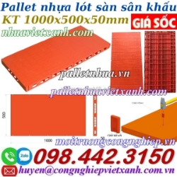Pallet lót sàn sân khấu 1000x500x50mm mặt kín màu cam