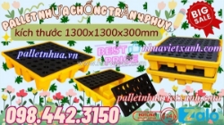 Pallet nhựa chống tràn 4 phuy 1300x1300x300mm khuyến mãi giá sốc