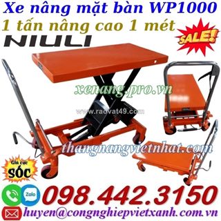 Xe nâng mặt bàn 1 tấn nâng cao 1 mét wp1000 niuli