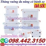 Thùng vuông - thùng nhựa đa năng có bánh xe dung tích 30 lít đến 220 lít