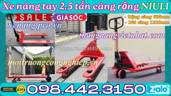 Xe nâng tay thấp 2.5 tấn càng rộng 685x1220mm
