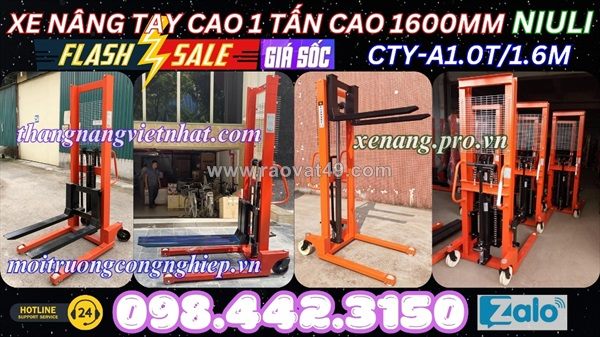 Xe nâng tay cao 1 tấn nâng cao 1.6 mét cty-a1.0t/1.6m - niuli