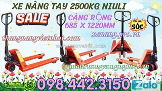 Xe nâng tay 2.5 tấn càng rộng ac25m niuli