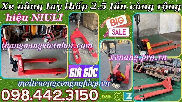 Xe nâng tay 2.5 tấn càng rộng ac25m niuli