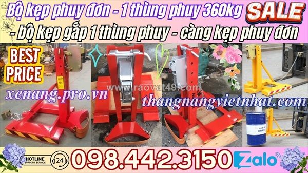 Bộ kẹp gắp 1 thùng phuy đơn 360kg giá tốt - siêu khuyến mãi