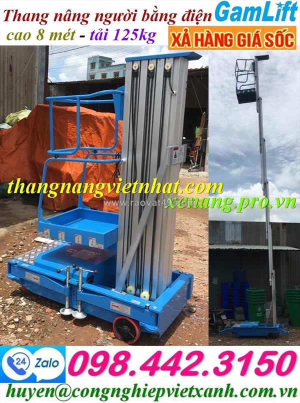 Thang nâng người trục rút bằng điện 125kg nâng cao 8 mét gamlift gtwy801