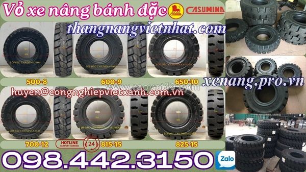 Lốp xe nâng vỏ đặc casumina - vỏ xe nâng lốp đặc casumina dùng cho xe nâng động cơ