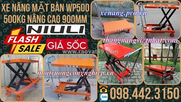 Xe nâng mặt bàn wp500 - 500kg nâng cao 900mm sale giá cực sốc
