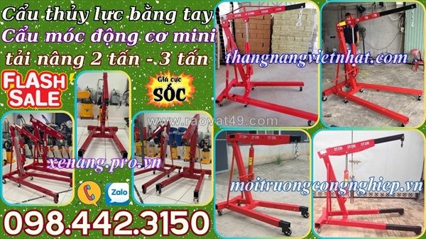Cẩu thủy lực mini bằng tay 2 tấn - cẩu mốc động cơ 3 tấn sale giá cực sốc call/zalo 098.442.3150 huyền