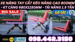 Xe nâng tay cắt kéo 1.5 tấn nâng cao 800mm - xả kho giá sốc