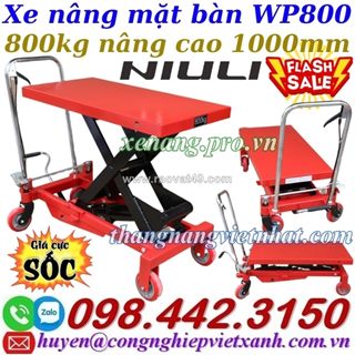 Xe nâng mặt bàn 800kg nâng cao 1 mét wp800 niuli