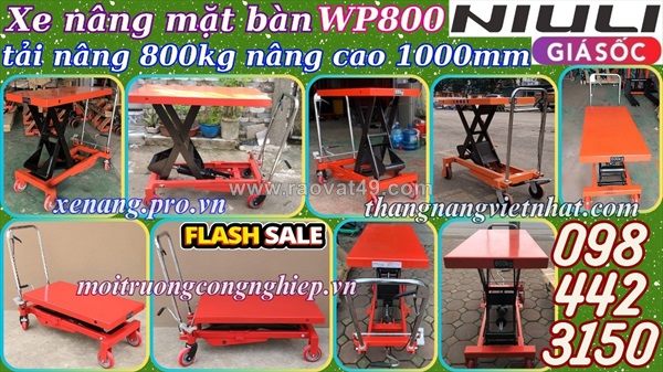 Xe nâng mặt bàn 800kg nâng cao 1 mét wp800 niuli