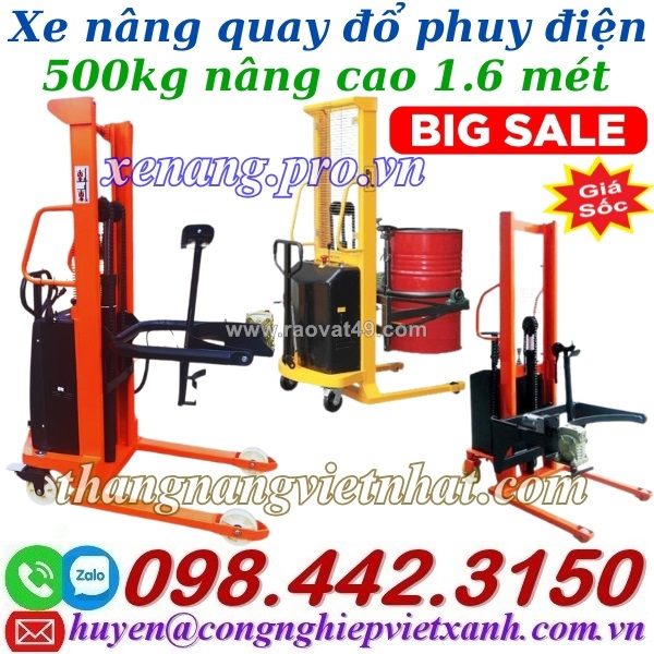 Xe nâng quay đổ phuy điện edt500-m - 500kg nâng cao 1.6 mét