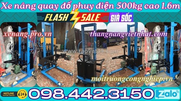 Xe nâng quay đổ phuy điện edt500-m - 500kg nâng cao 1.6 mét