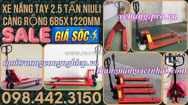 Xe nâng tay thấp 2.5 tấn càng rộng 685x1220mm
