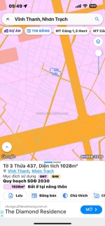 Bán đất thổ vườn xã vĩnh thanh dt1028m2 1 sẹc đường 25c nhơn trạch