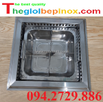 Bộ bếp lẩu inox 4 ngăn vuông âm bàn nhà hàng giá rẻ tại hcm