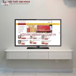 Kệ tivi treo tường màu trắng gỗ công nghiệp bo cong 2 góc