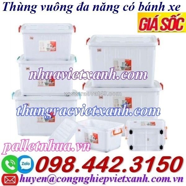 Thùng vuông đa năng có bánh xe - giải pháp tiện lợi cho không gian sống hiện đại