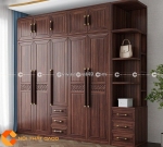 Tủ quần áo gỗ óc chó phủ sơn tự nhiên kiểu cổ điển