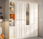 Tủ quần áo gỗ sồi phủ sơn trắng tự nhiên sang trọng