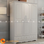 Tủ quần áo gỗ sồi tự nhiên màu trắng sang trọng