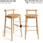 Ghế bar café nhà hàng có lưng tựa thấp khung gỗ nhập khẩu cao cấp hcm rolly-75w