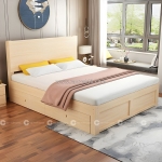 Giường hộp gỗ tự nhiên nệm đầu giường hiện đại