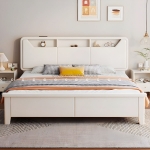 Giường ngủ gỗ tự nhiên màu trắng cao cấp