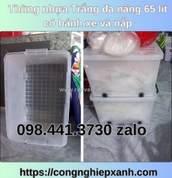 Thùng nhựa trong đa nâng 65 lít có bánh xe và nắp