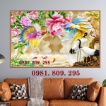 Tranh gạch ốp tường chim hạc sứ ngọc hn999